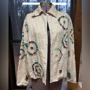Anu hippie boho coat jacket blazer size small. Tie-dye. Embroidered. Lightweight